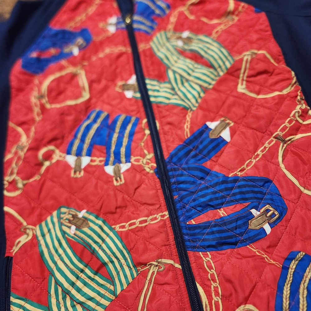 Lauren Ralph Lauren Red and Navy Sweatshirt with Green Accents - Picture 8 of 11